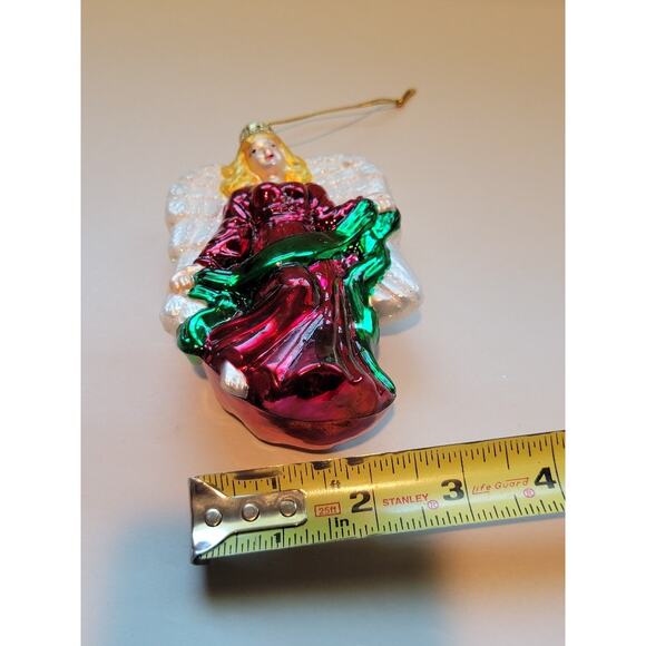 Old World Metallic Nativity Angel Christmas Ornament Hand-blown Glass - Picture 7 of 7